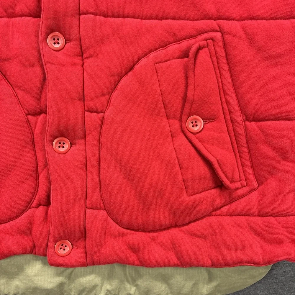 Vintage Polo Ralph Lauren Puffer Vest Gilet Mens XL Full Zip Button Lined Red